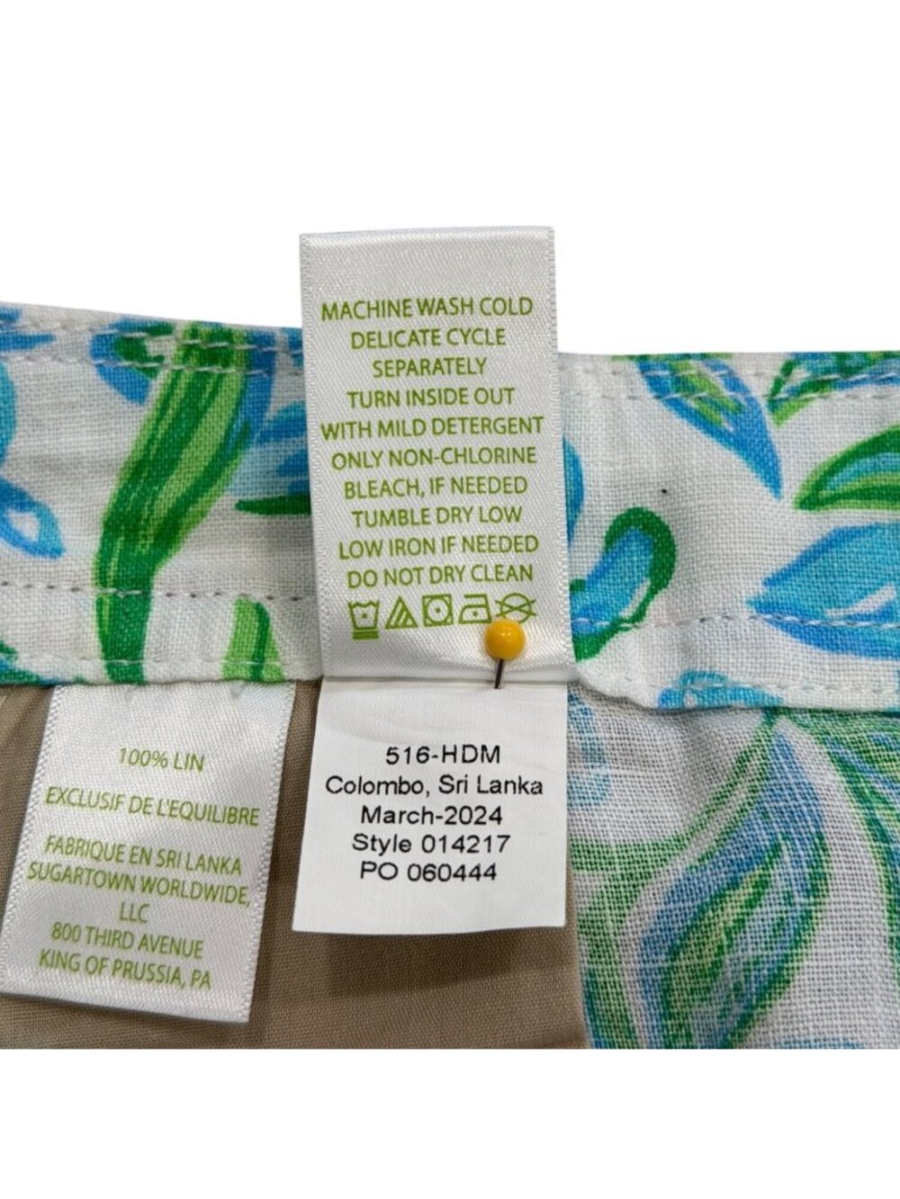 Lilly Pulitzer Womens Size 14 Aldora Linen Shorts Floral 7" White Green Blue - Picture 7 of 8